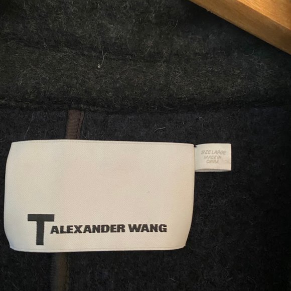 T by Alexander Wang Designer Charcoal Wool Coat - Picture 11 of 12
